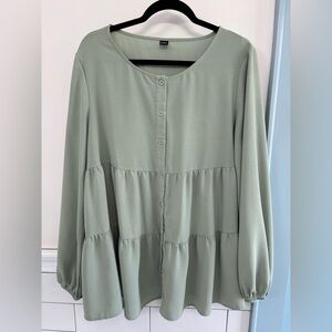 SHEIN Maternity Nursing Top Long Sleeve Breastfeeding Sage Green XXL 14 16